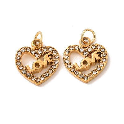 304 Stainless Steel Rhinestone Pendants RB-CBA73E1-02G-1
