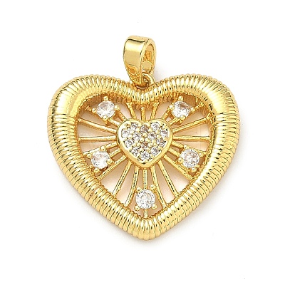 Brass Micro Pave Clear Cubic Zirconia Pendants KK-B171-03G-03-1