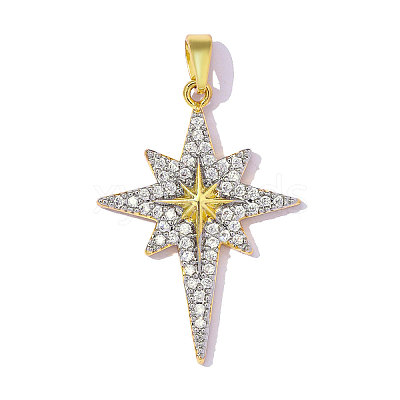 Brass Micro Pave Clear Cubic Zirconia Pendants CU-OY001-53G-1