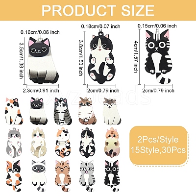 30Pcs 15 Styles Acrylic Pendants OACR-YW0002-64-1