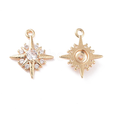 Brass Micro Pave Clear Cubic Zirconia Charms KK-G418-09G-1