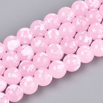 Baking Paint Glass Beads Strands DGLA-N015-8mm-02-1