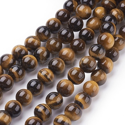 Natural Tiger Eye Beads Strands X-G-C076-8mm-1B-1