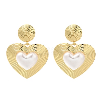 Rack Plating Heart Brass Stud Earrings EJEW-H016-11G-1
