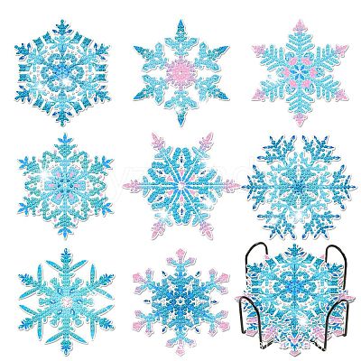 DIY Diamond Painting Christmas Snowflake Coaster Kits WG22379-01-1