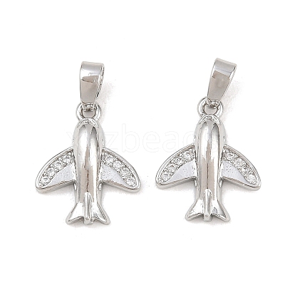 Brass Micro Pave Clear Cubic Zirconia Pendants KK-G549-18B-P-1