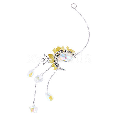 Moon & Star Alloy Hanging Ornaments HJEW-TADJ0022-1