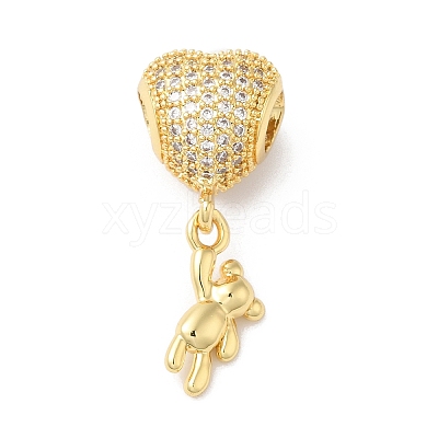 Rack Plating Brass Micro Pave Cubic Zirconia European Dangle Charms KK-R144-08G-1