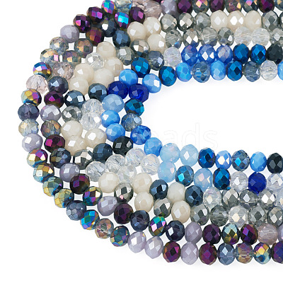 6 Strands 3 Colors Electroplate Glass Beads Strands EGLA-TADJ0001-16-1
