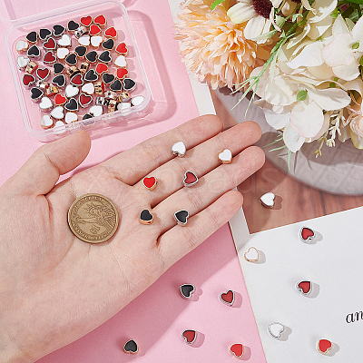 90Pcs 6 Styles Alloy Enamel Beads ENAM-AR0001-93-1