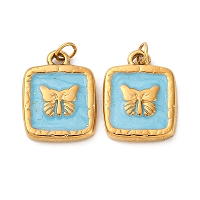 304 Stainless Steel Enamel Pendants STAS-U061-37G-A04-1