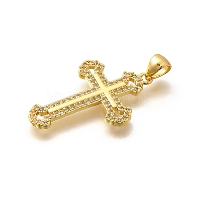 Rack Plating Brass Micro Pave Cubic Zirconia Pendants KK-L226-005G-12-1