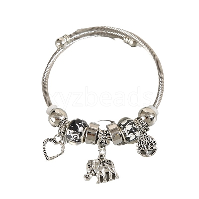 Alloy Beads European Bangles FS-WG24546-01-1