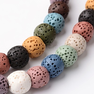 Dyed Round Synthetic Lava Rock Beads Strands G-F259-09-8mm-1
