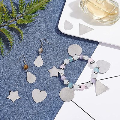 30Pcs 5 Style 304 Stainless Steel Pendants STAS-UN0023-73-1