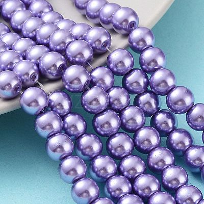 Baking Paint Pearlized Glass Pearl Round Bead Strands HY-Q330-8mm-27-1