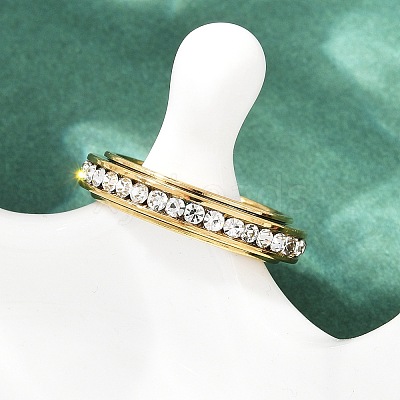 304 Stainless Steel Rhinestone Rotating Finger Rings RJEW-A074-01B-G-1