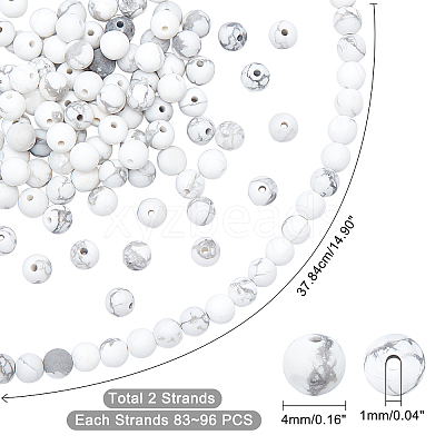 2 Strands Frosted Synthetic Howlite Round Bead Strands G-PH0019-33-1