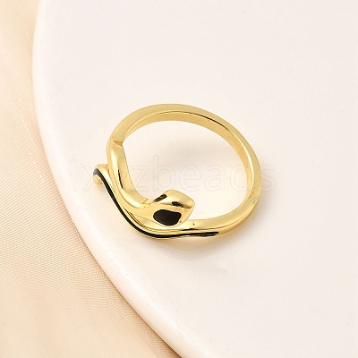Brass Enamel Cuff Rings for Women RJEW-F188-04G-01-1