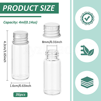 Glass Bead Storage Tubes with Aluminum Screw Lid AJEW-WH0818-009-1