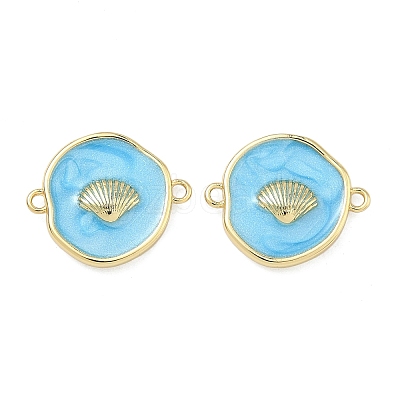 Ocean Brass Enamel Connector Charms KK-C251-05G-02D-1