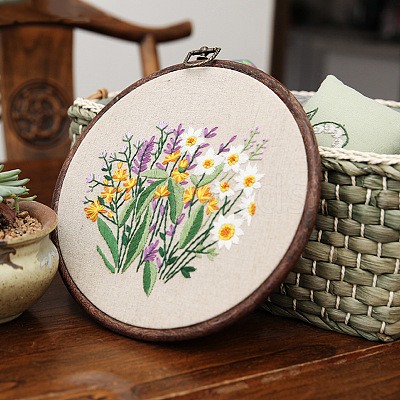 DIY Flower Pattern Linen Embroidery Hanging Ornament Kits PW22070187740-1