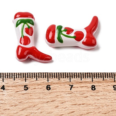 Boot Baking Paint Glass Enamel  Beads LAMP-C020-02P-1