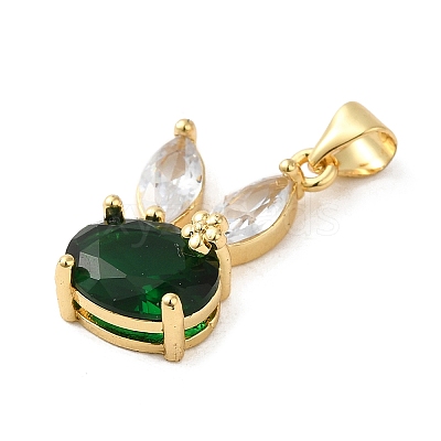 Rack Plating Brass Micro Pave Cubic Zirconia Pendants KK-P241-20G-01-1