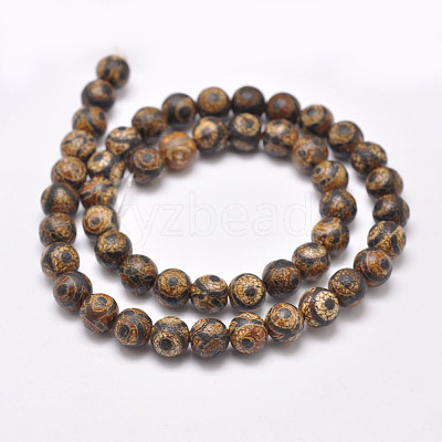 Tibetan Style 3-Eye dZi Beads Strands X-G-P229-A-03-8mm-1