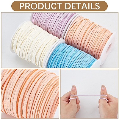 4 Rolls 4 Colors Flat Faux Suede Cord LW-CL0001-04A-1