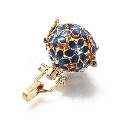 Alloy Crystal Rhinestone Bead Cage Pendants ENAM-M047-02G-A-1