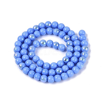 Electroplate Opaque Glass Beads Strands EGLA-Q132-6MM-01C-14-1