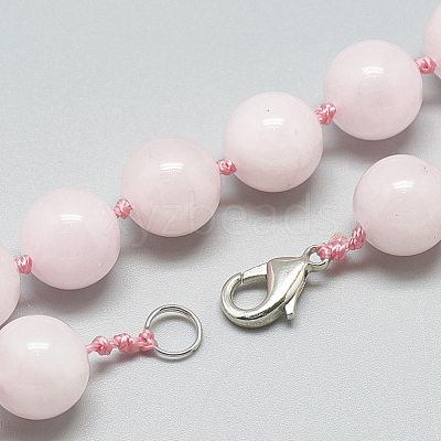 Natural Rose Quartz Beaded Necklaces NJEW-S404-14-1