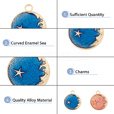 60Pcs 2 Colors Alloy Enamel Pendants FIND-DC0002-84-1