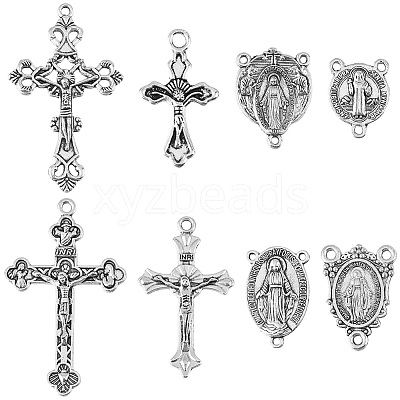 80Pcs 8 Styles Alloy Tibetan Style Pendants & Chandelier Component Links Kits FIND-SC0022-99-1