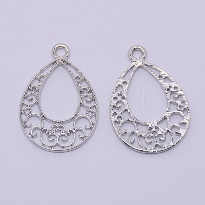 Hollow Alloy Kitten Open Back Bezel Pendants PALLOY-WH0080-03P-RS-1
