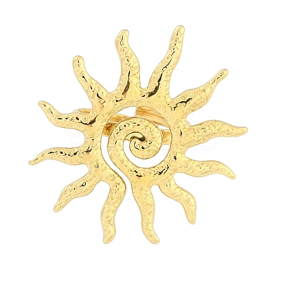 Ion Plating(IP) Textured Sun 304 Stainless Steel Adjustable Rings for Women X-RJEW-H231-01G-1