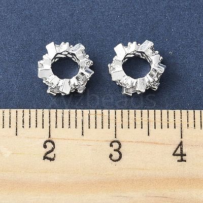 Brass Micro Pave Cubic Zirconia Rondelle European Beads FIND-B046-02S-1