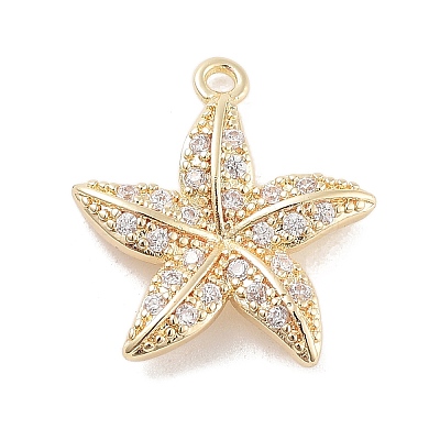 Brass Pave Clear Cubic Zirconia Pendants KK-Z061-09G-01-1