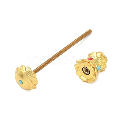Lotus Shape Brass Screw Peg Bails KK-NH0008-06MG-1