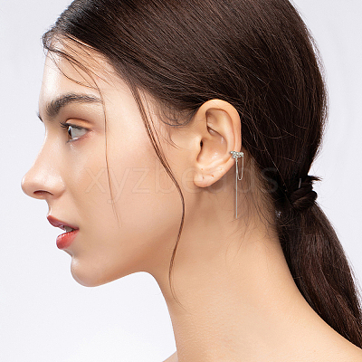 4Pcs 3 Style Plastic Imitation Pearl Cuff Earrings with Crystal Rhinestone EJEW-FI0001-30-1
