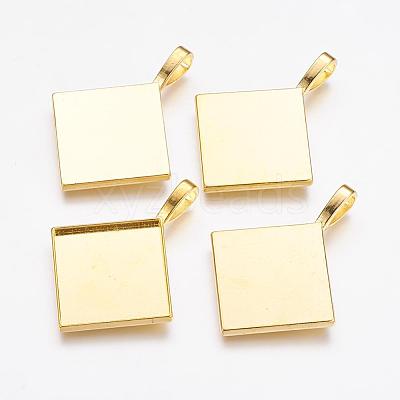 Rhombus Alloy Pendant Cabochon Settings PALLOY-D336-G-NR-1