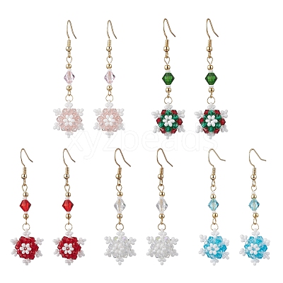 Glass Seed Beads Dnagle Earrings EJEW-MZ00501-1