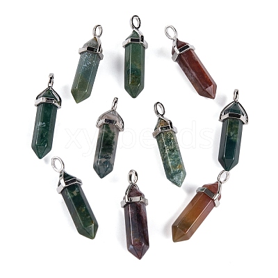 Natural Indian Agate Pointed Pendants G-M378-01P-A39-1