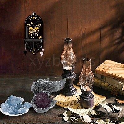 DIY Oval Poplar Wood Wall Display Stand Decorations DJEW-CN0001-19A-1