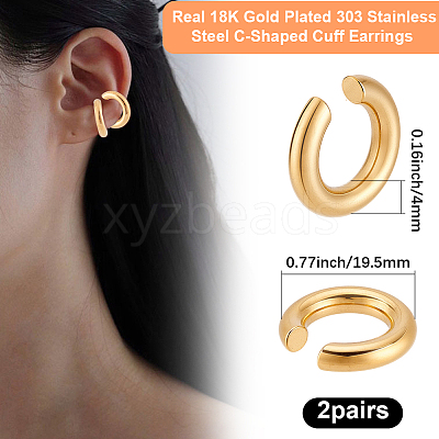 2 Pairs 303 Stainless Steel Cuff Earrings EJEW-BBC0002-25G-1