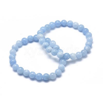 Natural & Dyed White Jade Bead Stretch Bracelets X-BJEW-K212-B-018-1