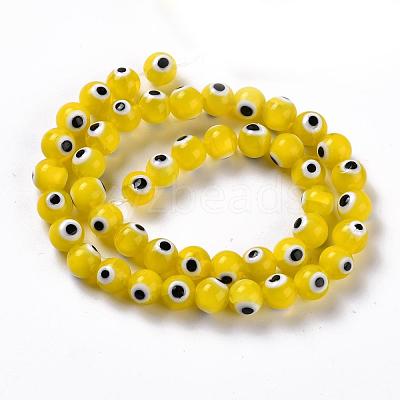 Handmade Evil Eye Lampwork Round Bead Strands LAMP-L055-8mm-01-1