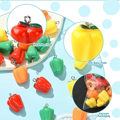20Pcs 4 Colors Resin Imitation Vegetable Pendants RESI-YW0001-59-1