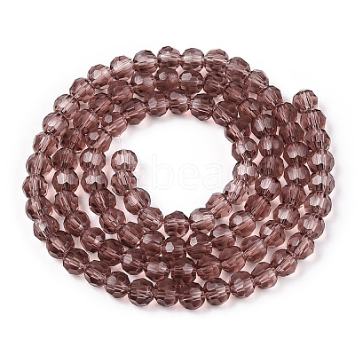 Faceted(32 Facets) Round Glass Beads Strands X-EGLA-J042-4mm-06-1